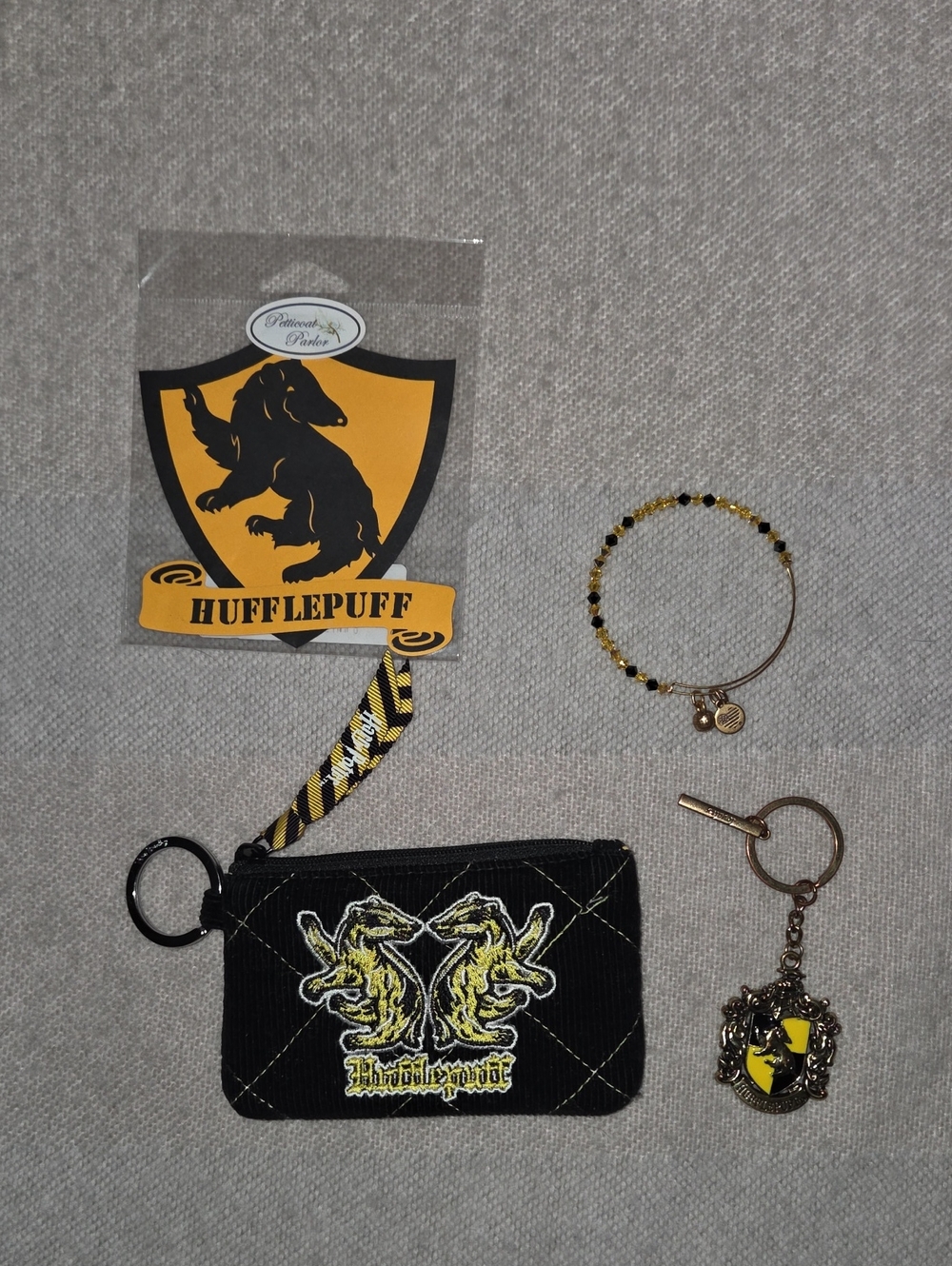 Lot of 4 Hufflepuff Accessories- Alex and Ani Bracelet & Vera Bradley Pouch